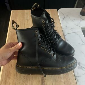Black Leather Dr.Martens Lace-Up Boots